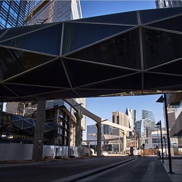 An extensive system of more than 50 skywalks connecting buildings together